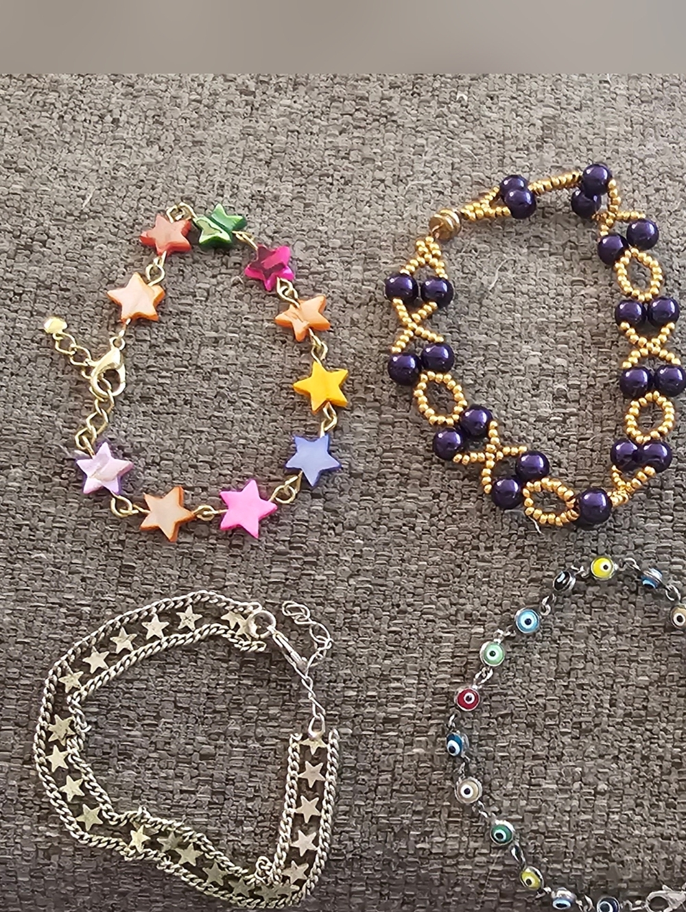 Clearance Sale! Colorful Star Bracelets Lot- Multicolor Enamel And Beads